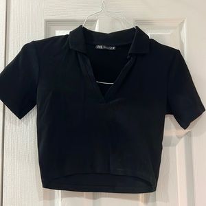 Zara Black Polo Crop Top